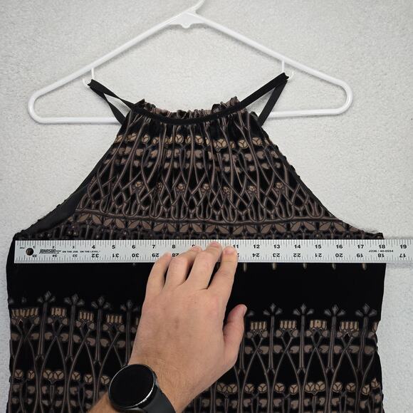 Max Studio Dress M Shift Mini Velvet Halter Burnout Cocktail Party Art Deco - Picture 10 of 13